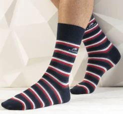 CA0009 Calcetines Largos Rayas y Azul