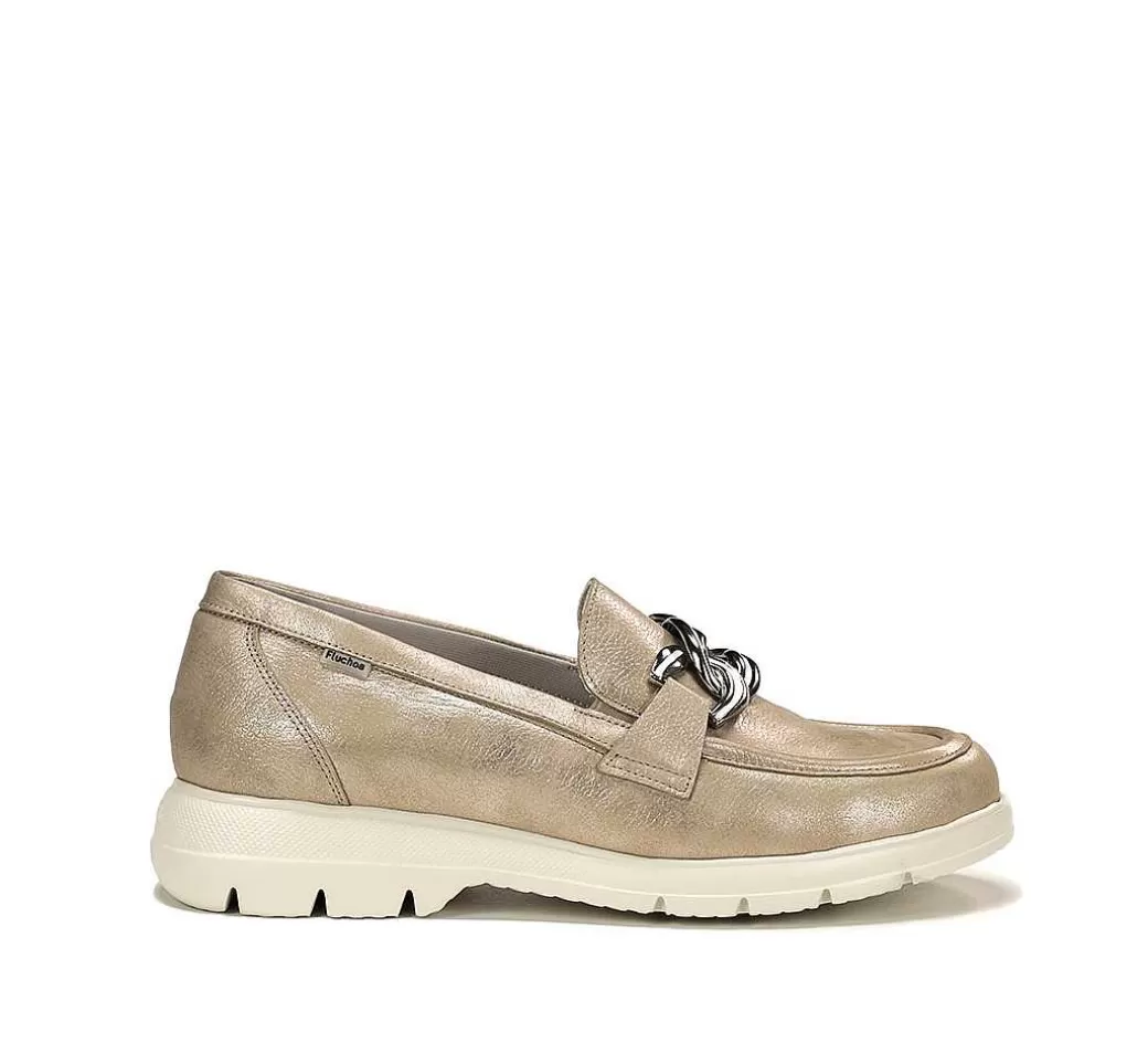 Fluchos Gladis F1937 Mocasin Dorado^Mujer Mocasines