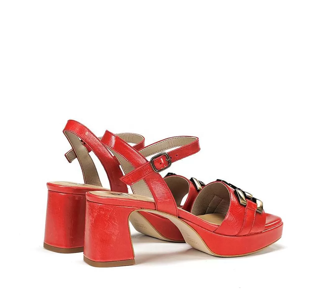 Fluchos Lyra D9253 Sandalia Roja^Mujer Zapatos De Tacón